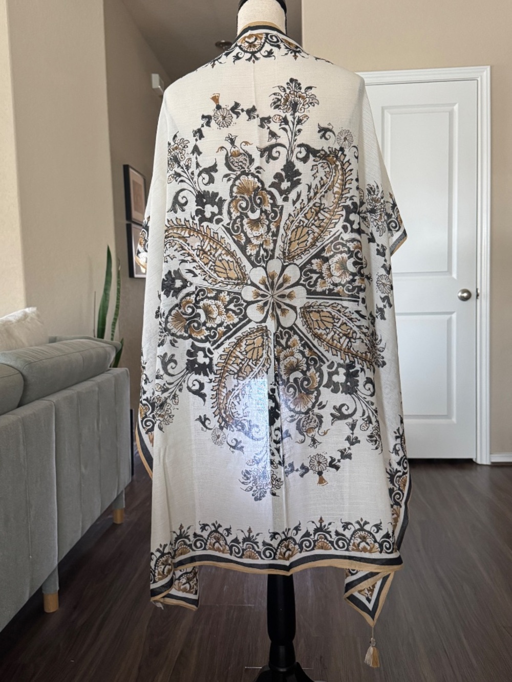 J.Jill Cotton Linen Oversized Scarf with Tassel